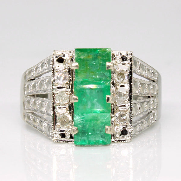 Emerald & Diamond Cocktail Ring | 1.05ctw, 0.12ctw | SZ 7.75 |