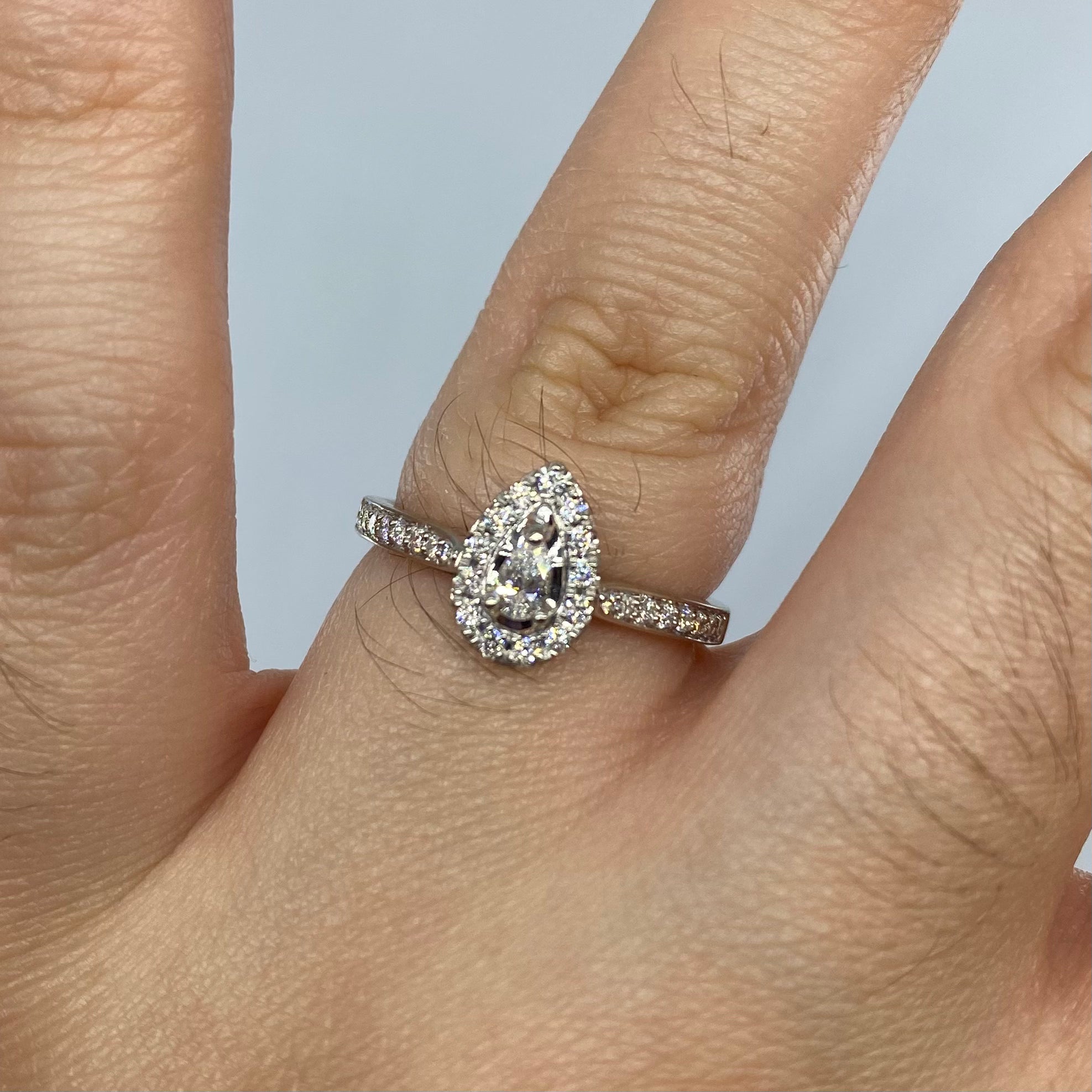 Pear Cut Halo Diamond Engagement Ring | 0.20ct, 0.25ctw | SZ 5.75 |
