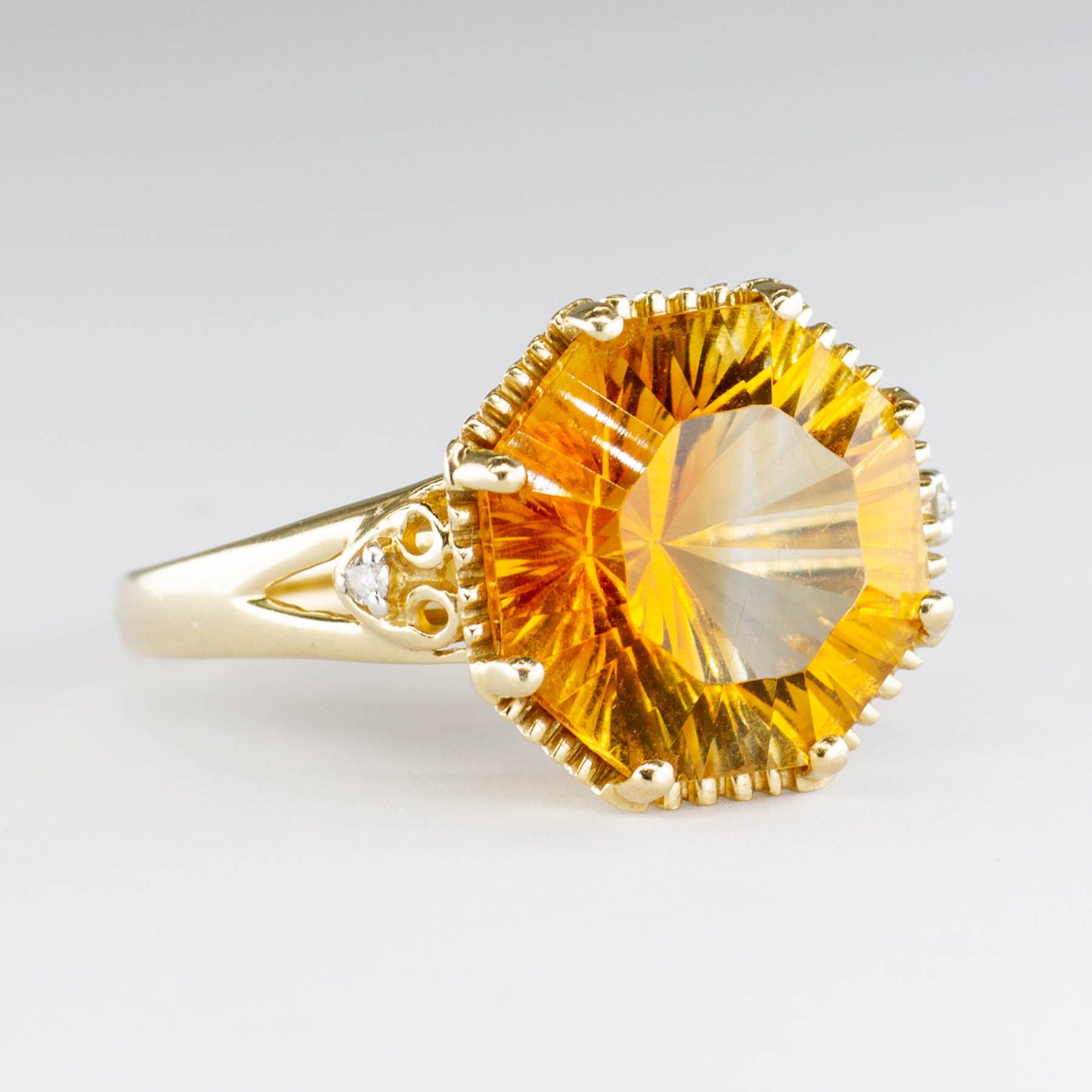 Fantasy Citrine & Diamond Cocktail Ring | 6.20ct, 0.02ctw | SZ 7 |