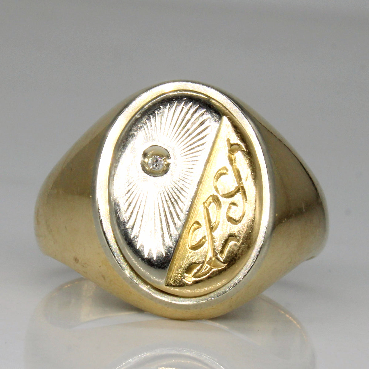 Diamond 'L.Y.' Signet Ring | 0.01ct | SZ 10.5