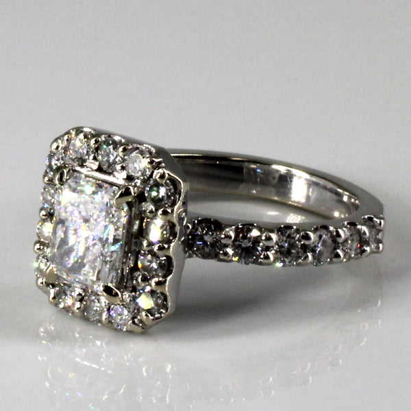 Halo Rectangular GIA Certified Diamond Engagement Ring | 2.10ctw SI1 F | SZ 5.75 |