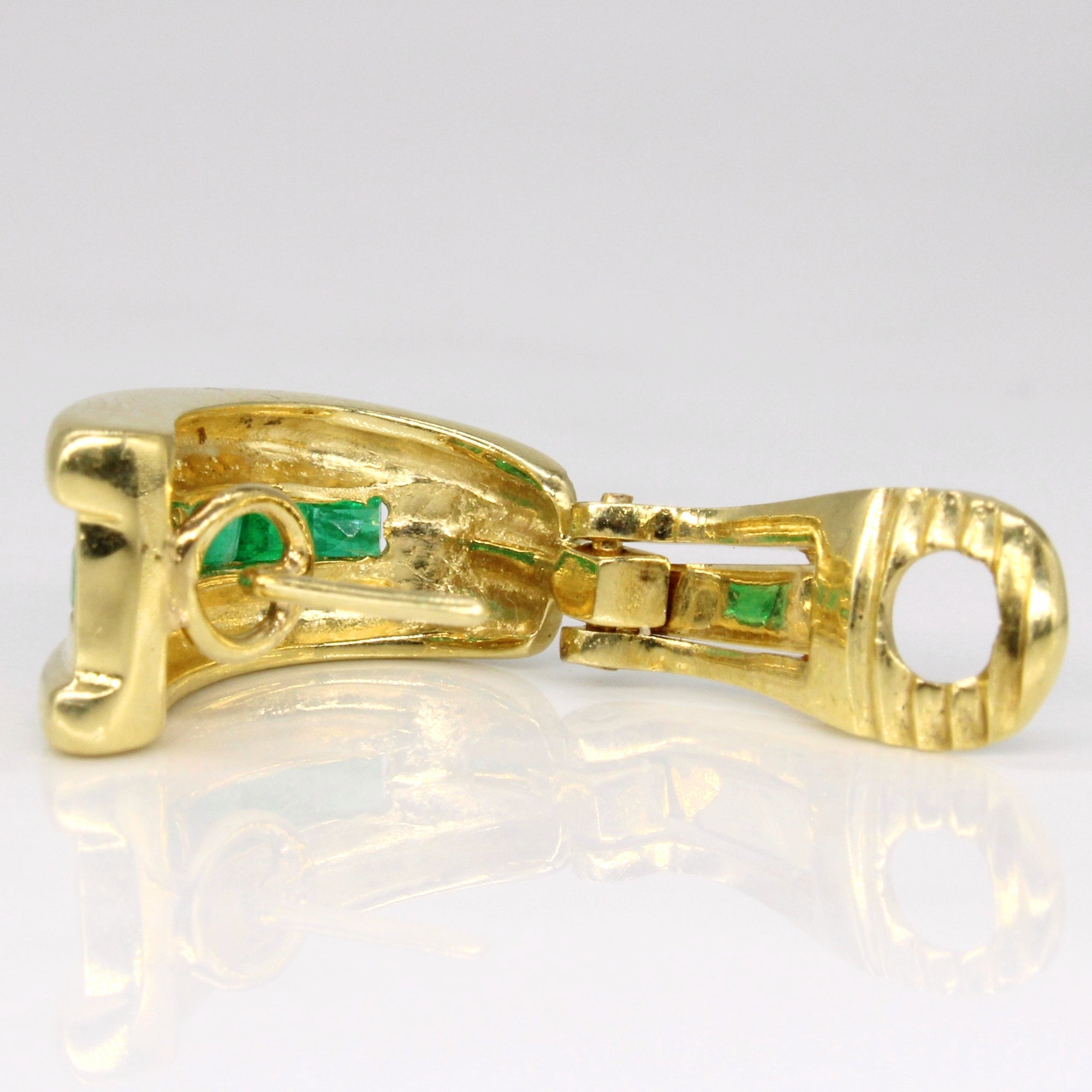 Channel Set Emerald & Diamond Earrings | 1.00ctw, 0.14ctw |