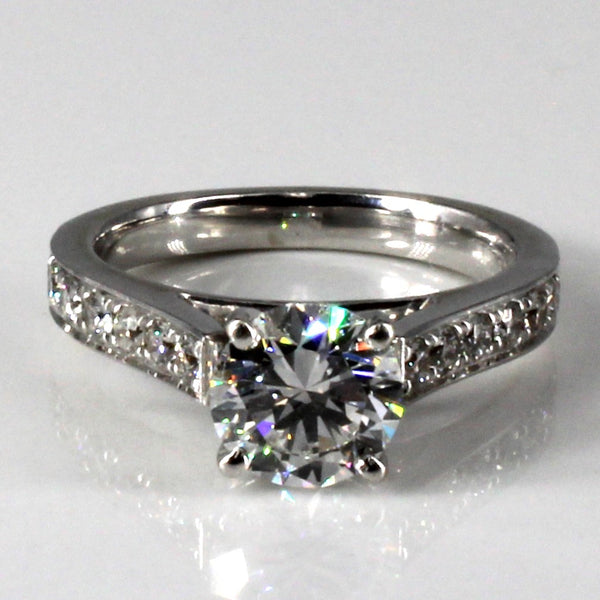 GIA Certified Solitaire with Accents Diamond Ring | 1.49ctw VS1 F EX | SZ 4.25 |