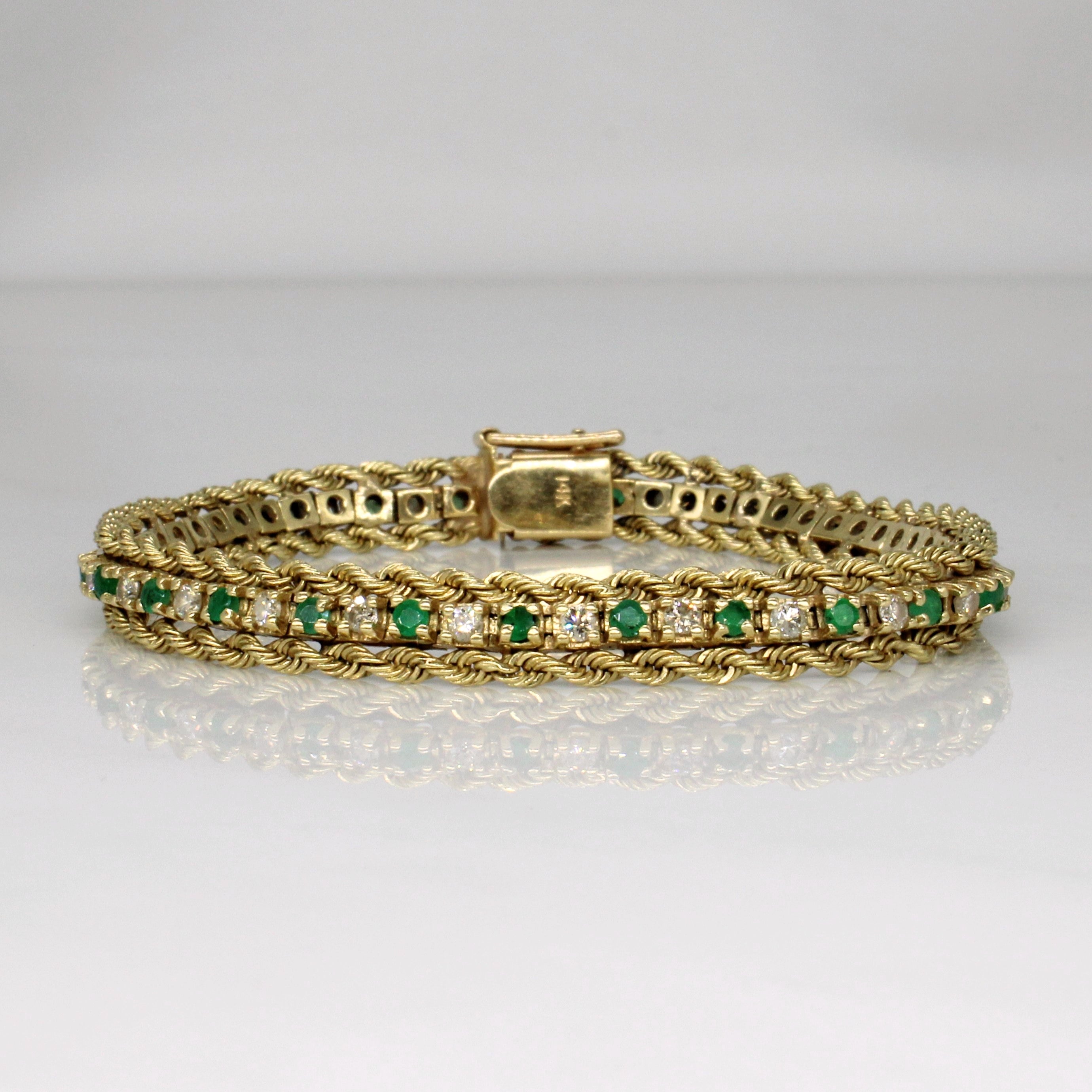 Emerald & Diamond Bracelet | 1.16ctw, 1.12ctw | 7" |
