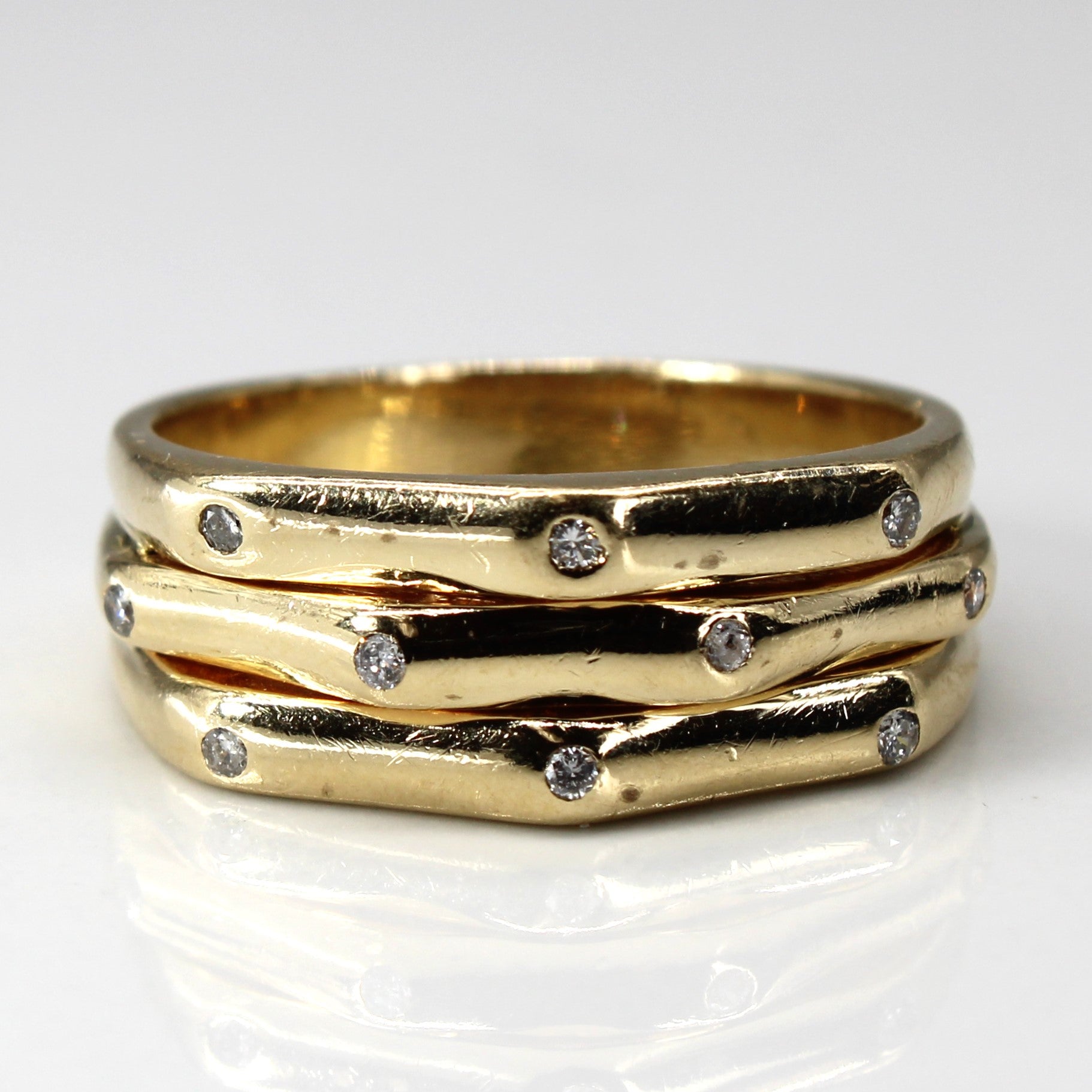 Textured Diamond Gold Ring | 0.10ctw | SZ 8.75 |