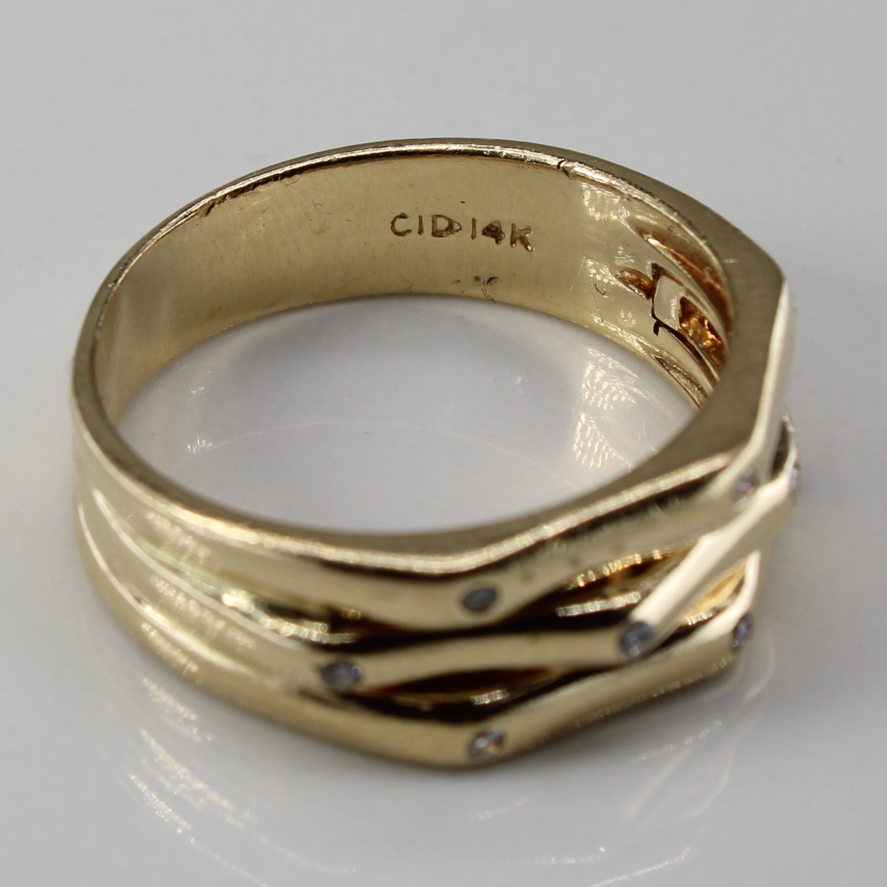 Textured Diamond Gold Ring | 0.10ctw | SZ 8.75 |