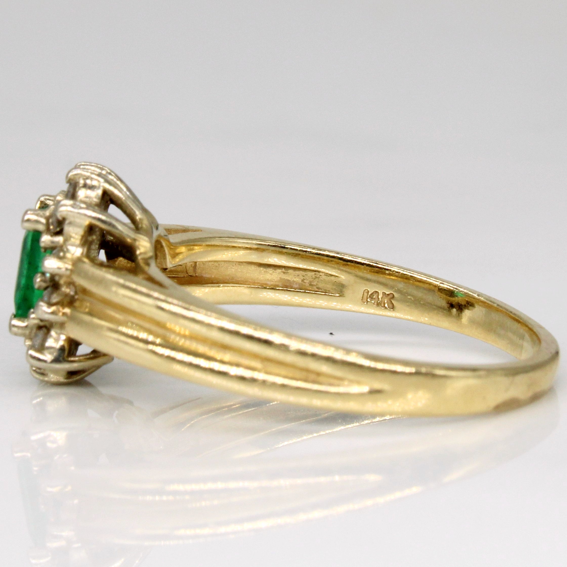 Emerald & Diamond Halo Ring | 0.35ct, 0.18ctw | SZ 7.75 |