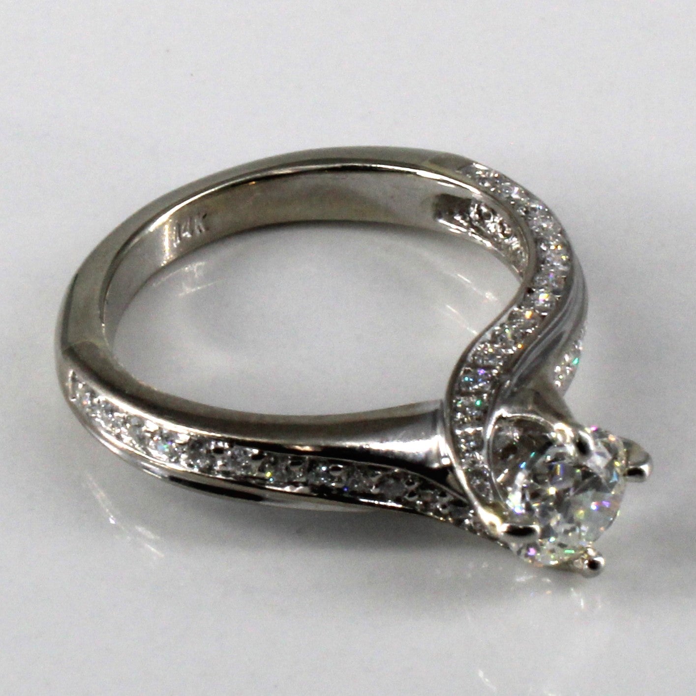 Bypass Solitaire Diamond with Accents Engagement Ring | 0.88ctw | SZ 4.5 |