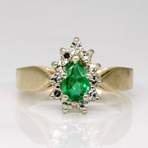 Emerald & Diamond Halo Ring | 0.36ct, 0.11ctw | SZ 6 |