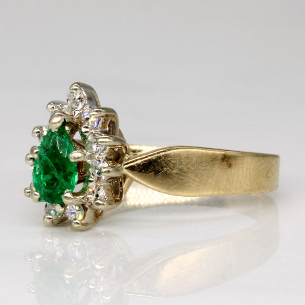 Emerald & Diamond Halo Ring | 0.36ct, 0.11ctw | SZ 6 |