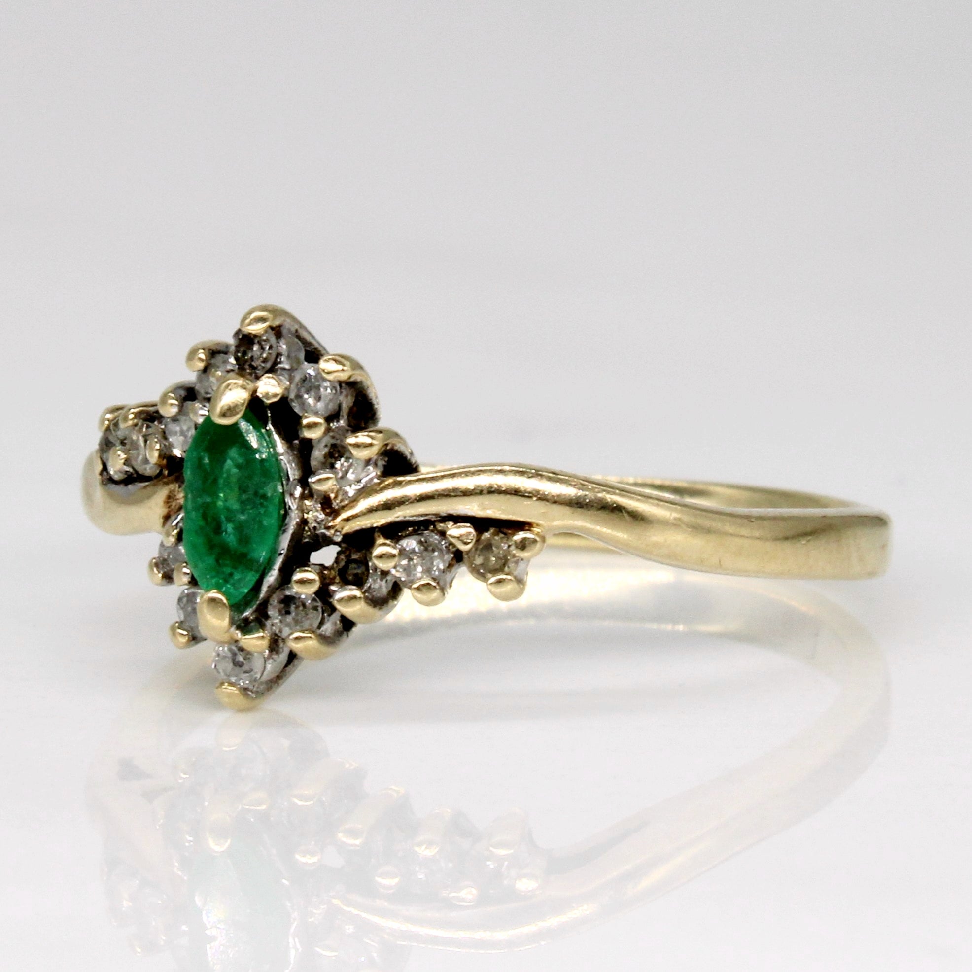 Emerald & Diamond Ring | 0.11ct, 0.07ctw | SZ 7.75 | – 100 Ways