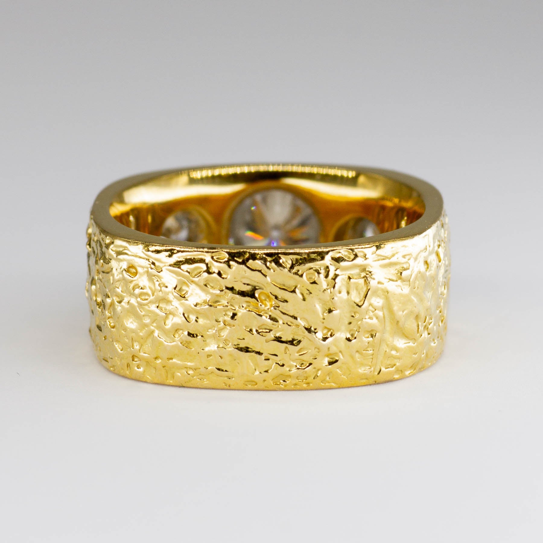 Bague large à trois diamants sertis clos | 1,43 ct au total | Taille 9,75 | 