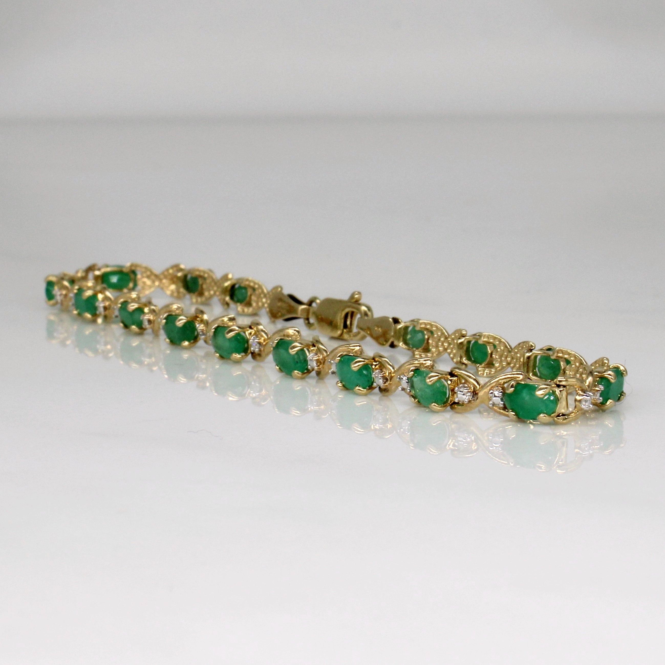 Emerald & Diamond Bracelet | 2.75ctw, 0.02ctw | 7.25" |