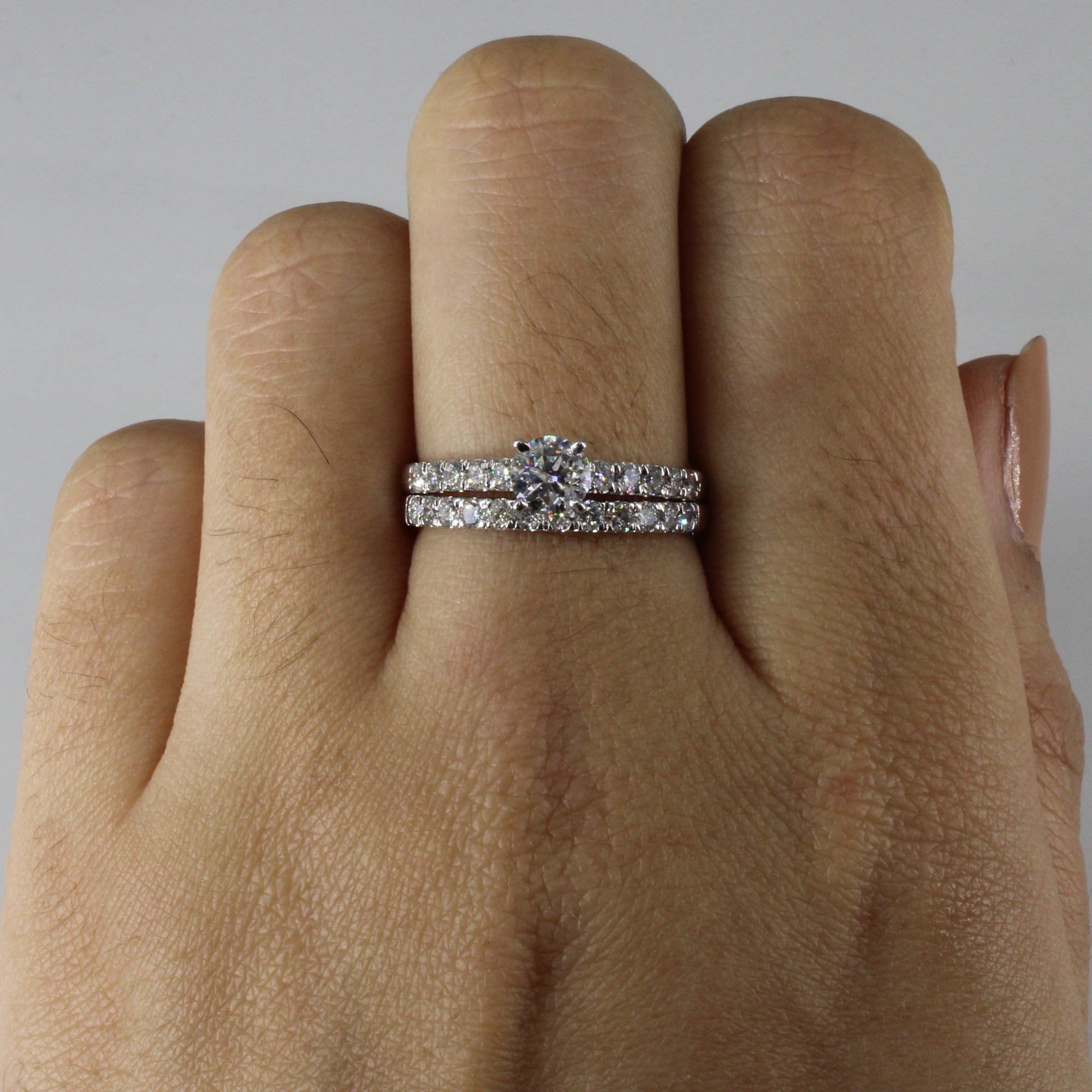 Solitaire with Accents Diamond Engagement Ring Set | 1.06ctw I2 F Canadian Diamond | SZ 7 |