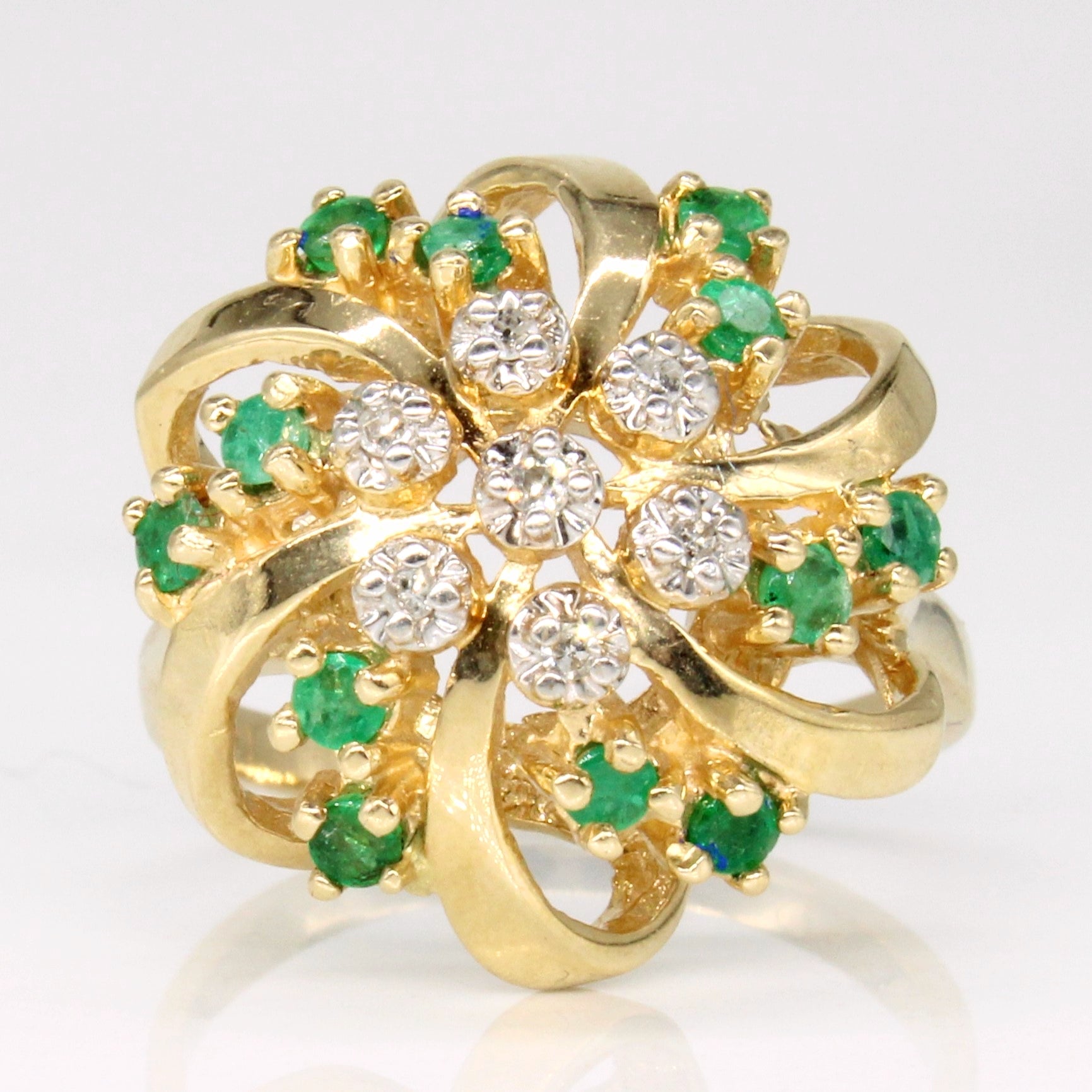 Emerald & Diamond Cocktail Ring | 0.36ctw, 0.05ctw | SZ 6 |