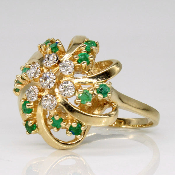 Emerald & Diamond Cocktail Ring | 0.36ctw, 0.05ctw | SZ 6 |
