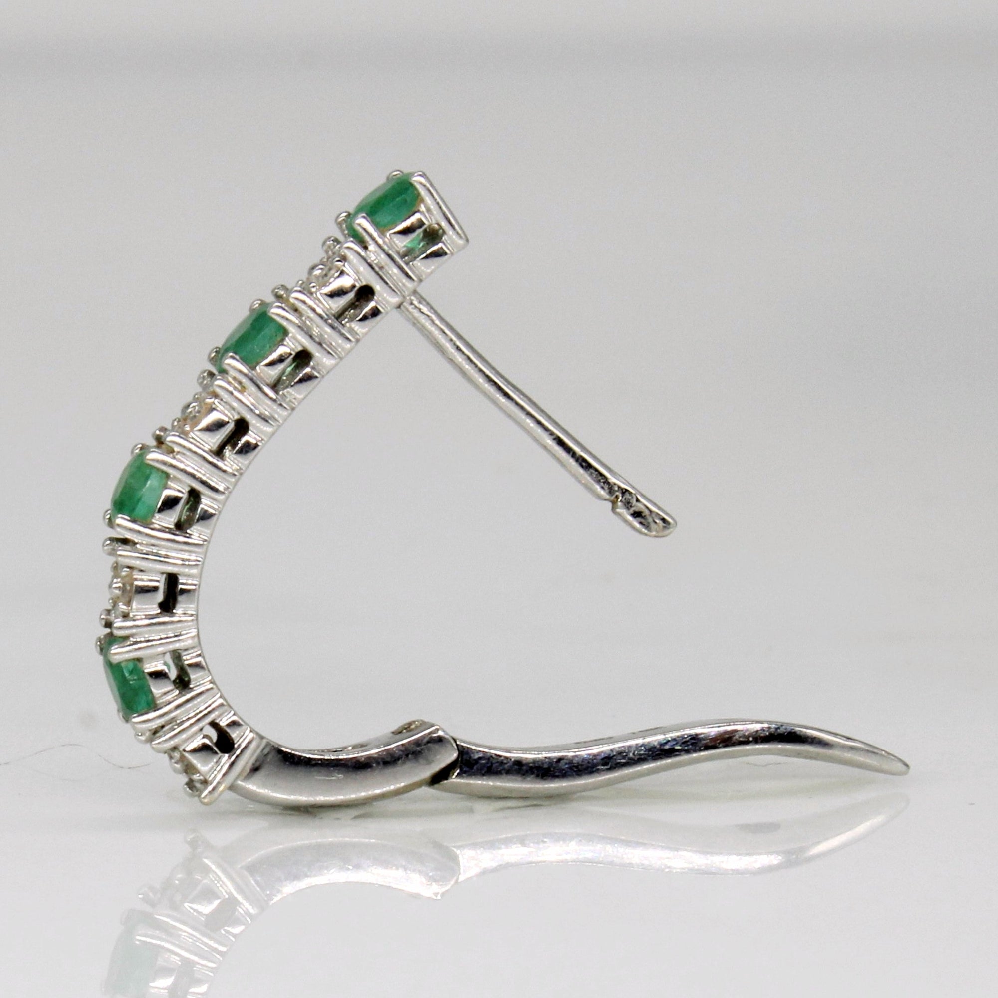 Emerald & Diamond Hoop Earrings | 0.56ctw, 0.08ctw |