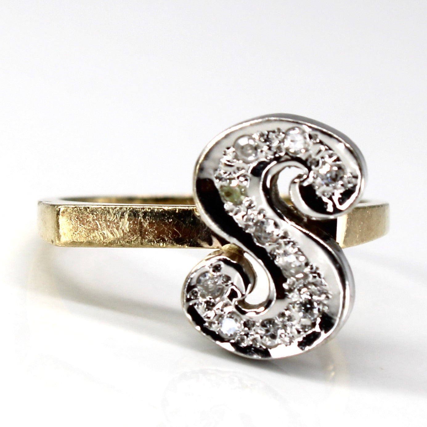 Diamond S Letter Gold Ring | 0.10ctw | SZ 6.25 |