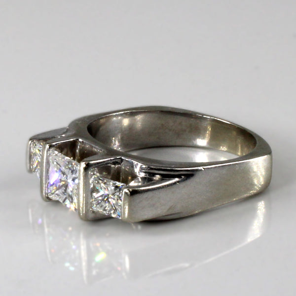 Three Stone Princess Diamond Ring | 1.40ctw SI-I1 D/E | SZ 6.5 |