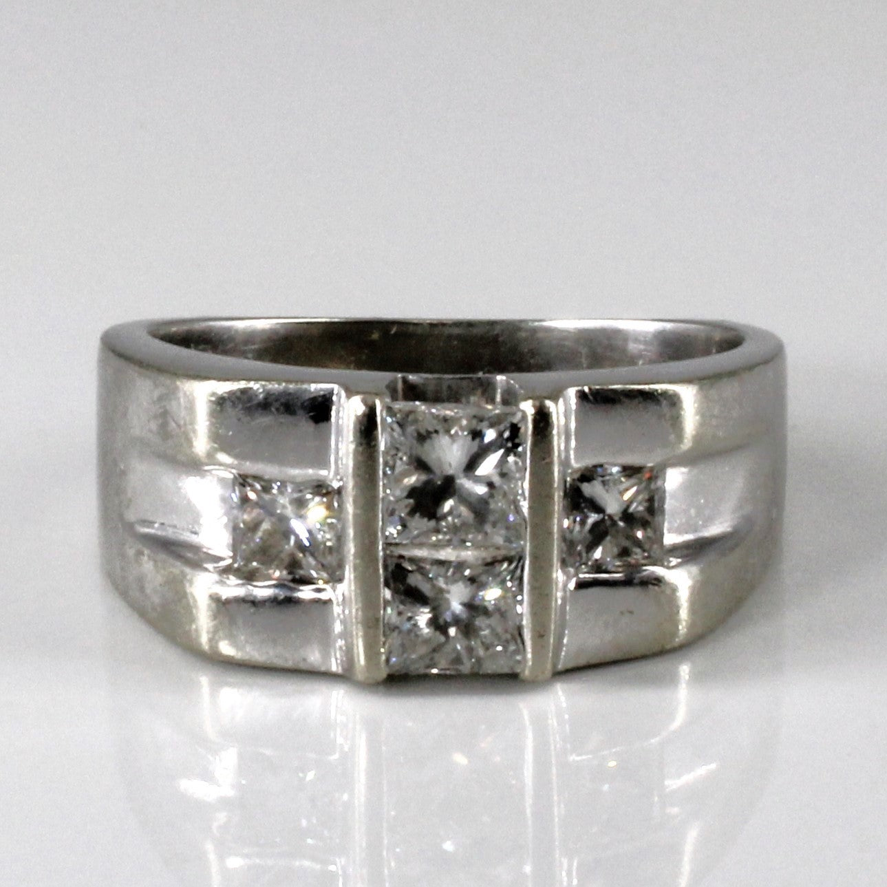 Semi Bezel Princess Diamond Wide Ring | 1.90ctw | SZ 9 |