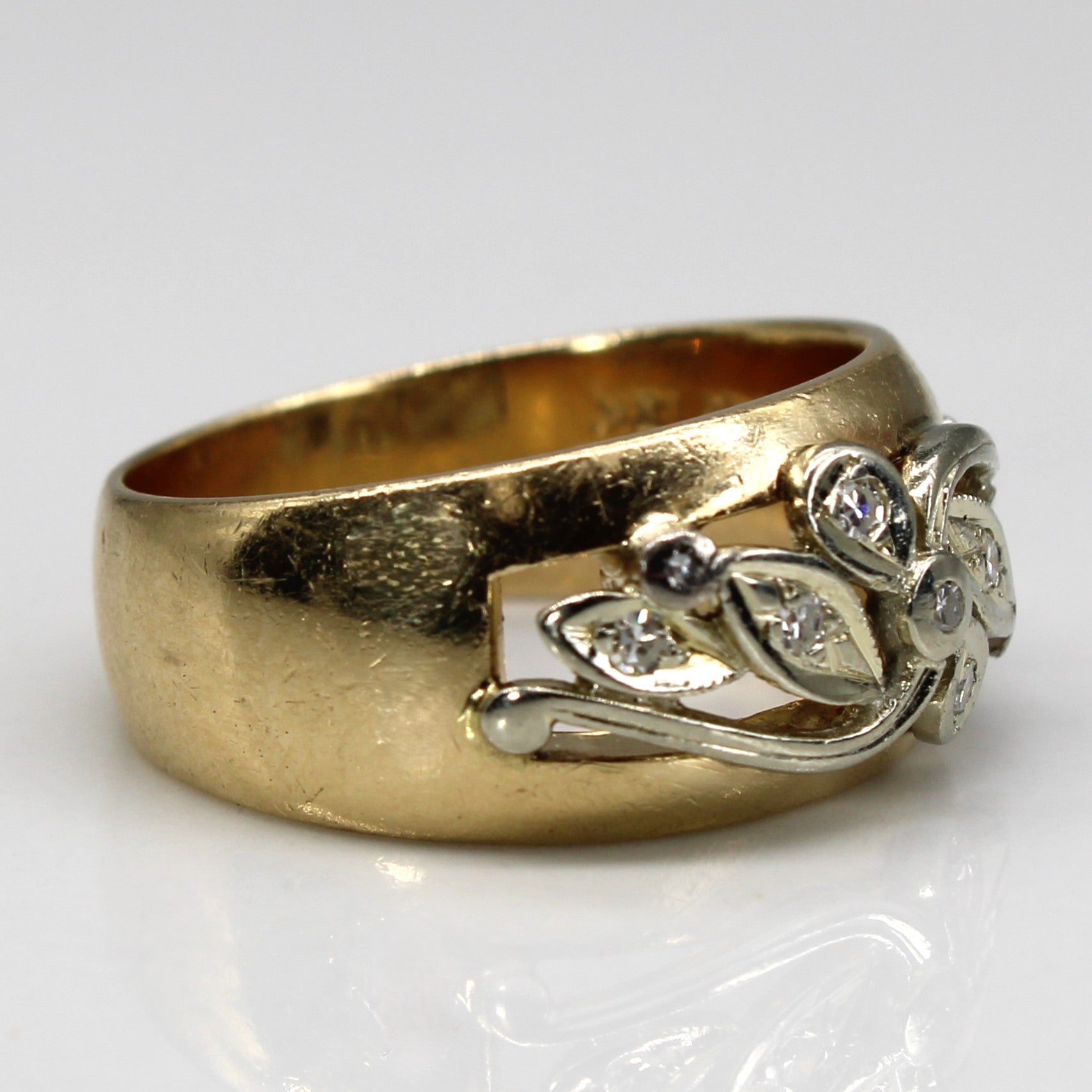 Textured Diamond Gold Ring | 0.08ctw | SZ 6.25 |