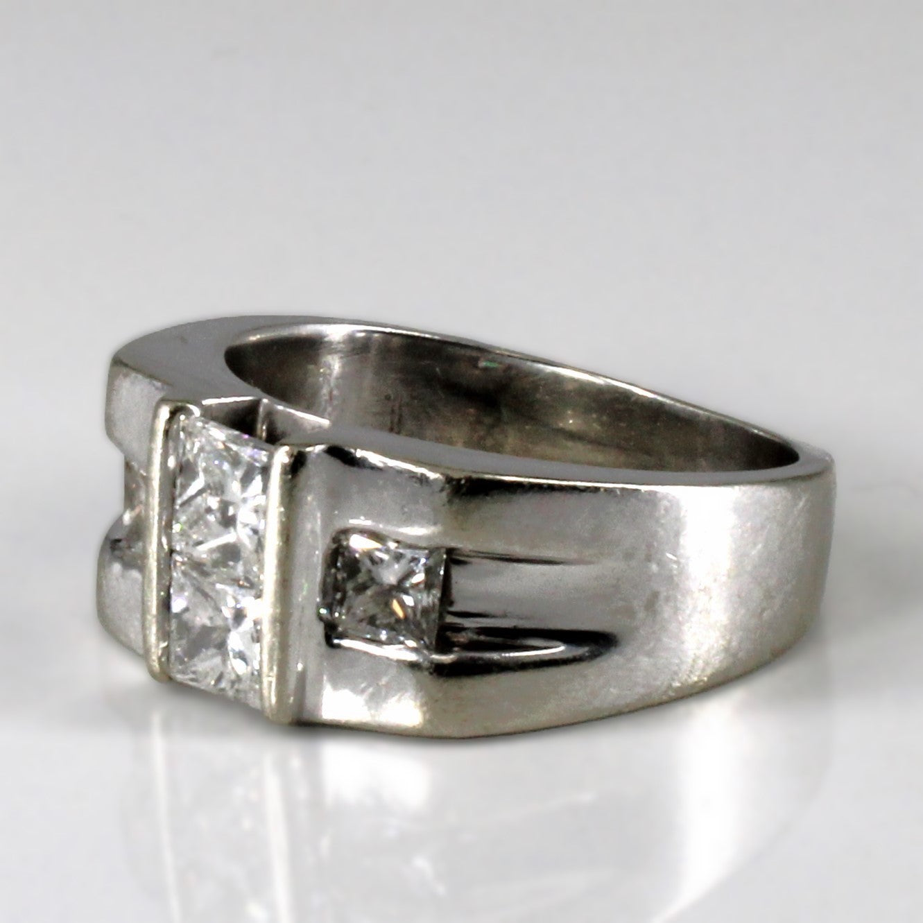 Semi Bezel Princess Diamond Wide Ring | 1.90ctw | SZ 9 |