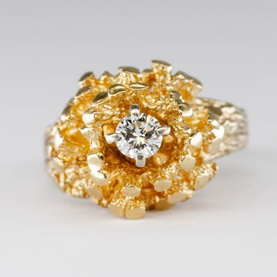 High Set Solitaire Diamond Textured Ring | 0.26ct | SZ 6 |
