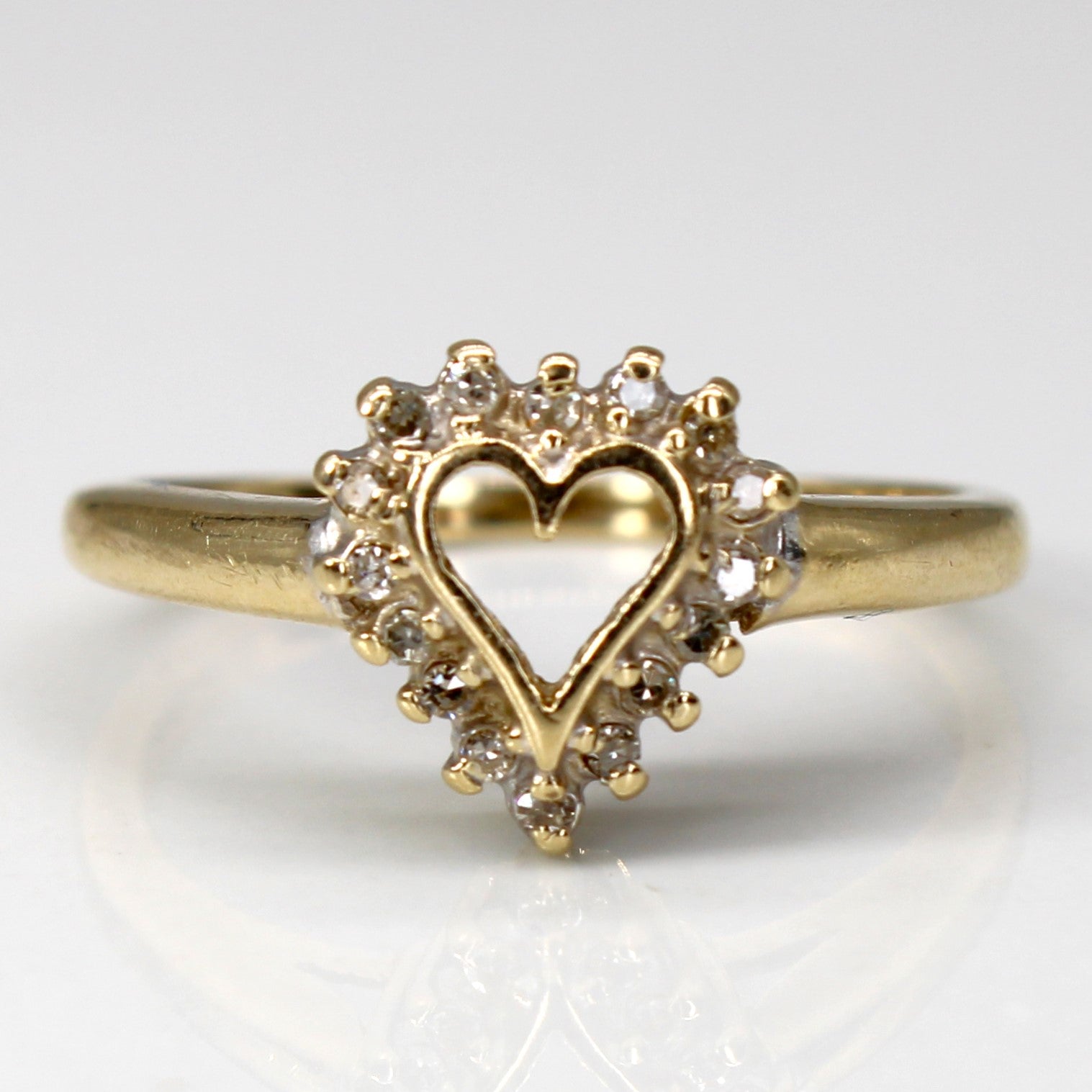 Diamond Heart Design Gold Ring | 0.08ctw | SZ 6 |