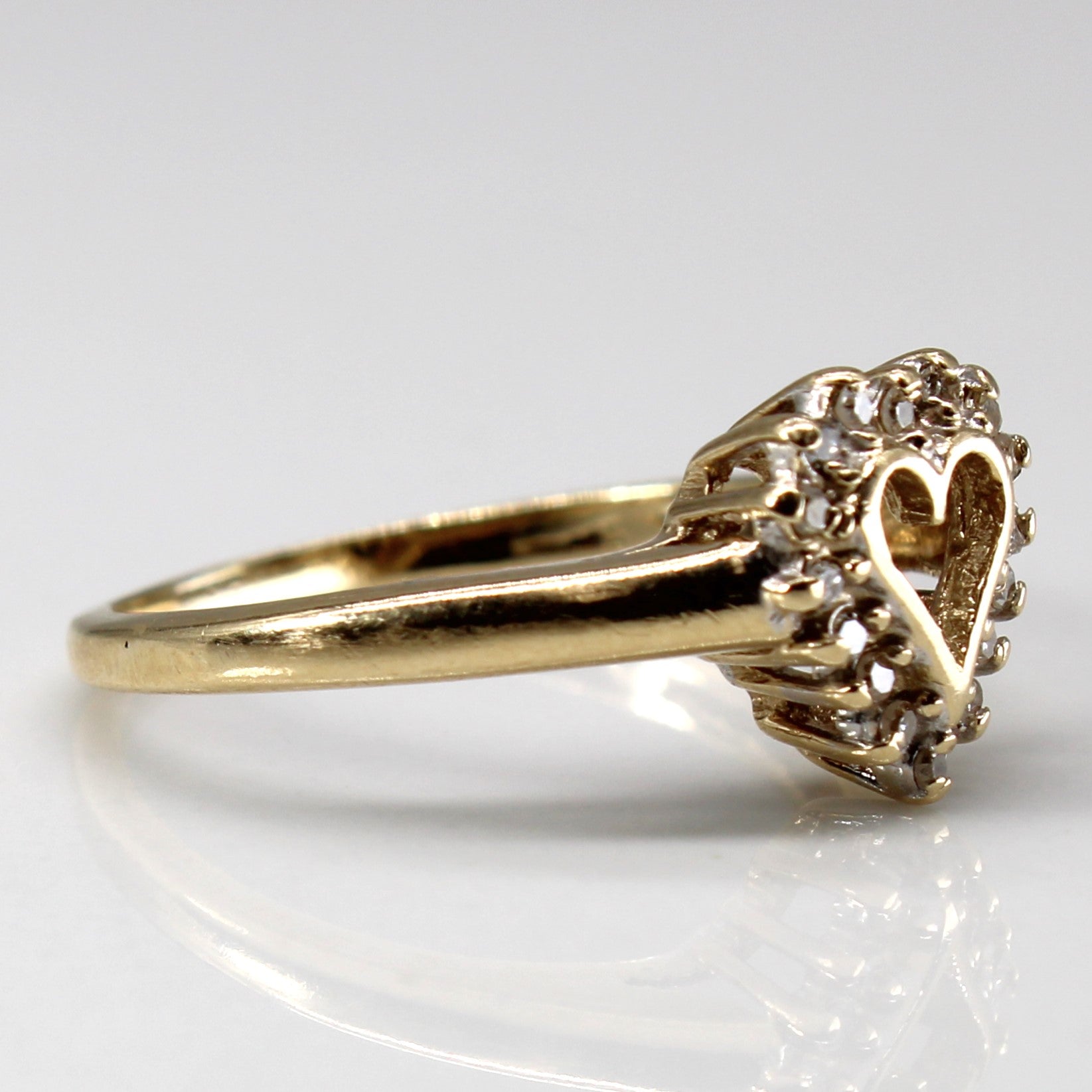 Diamond Heart Design Gold Ring | 0.08ctw | SZ 6 |