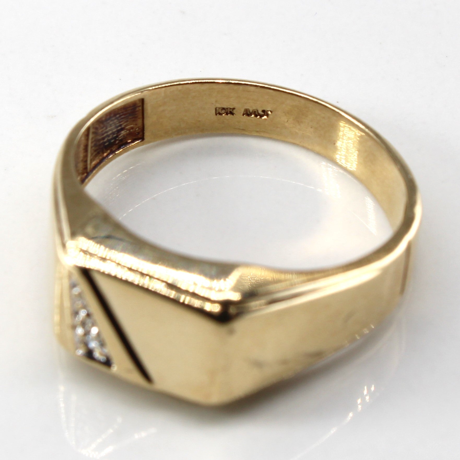 Diamond Signet Gold Ring | 0.01ct | SZ 10.75 |