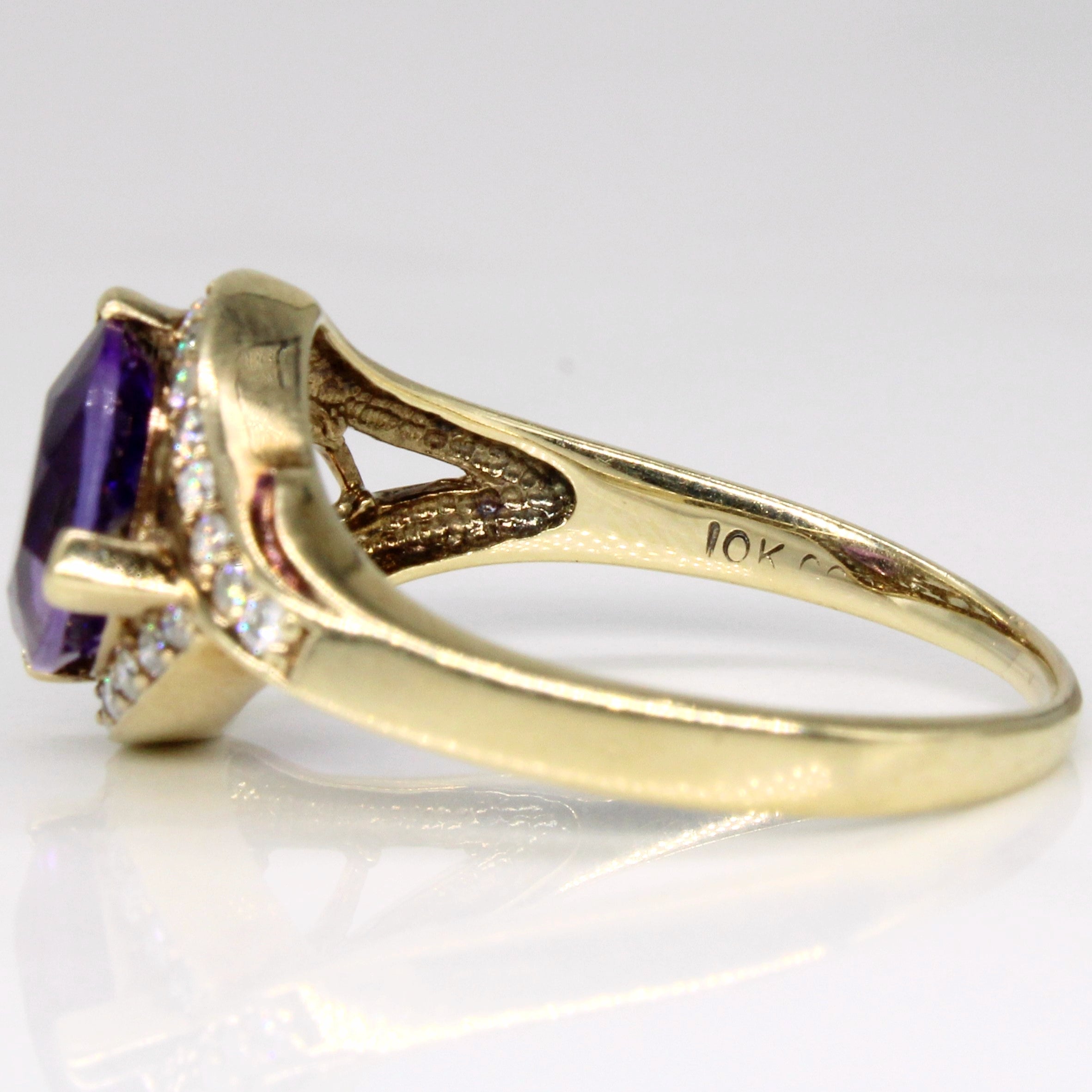 Amethyst & Diamond Cocktail Ring | SZ 9.25 |