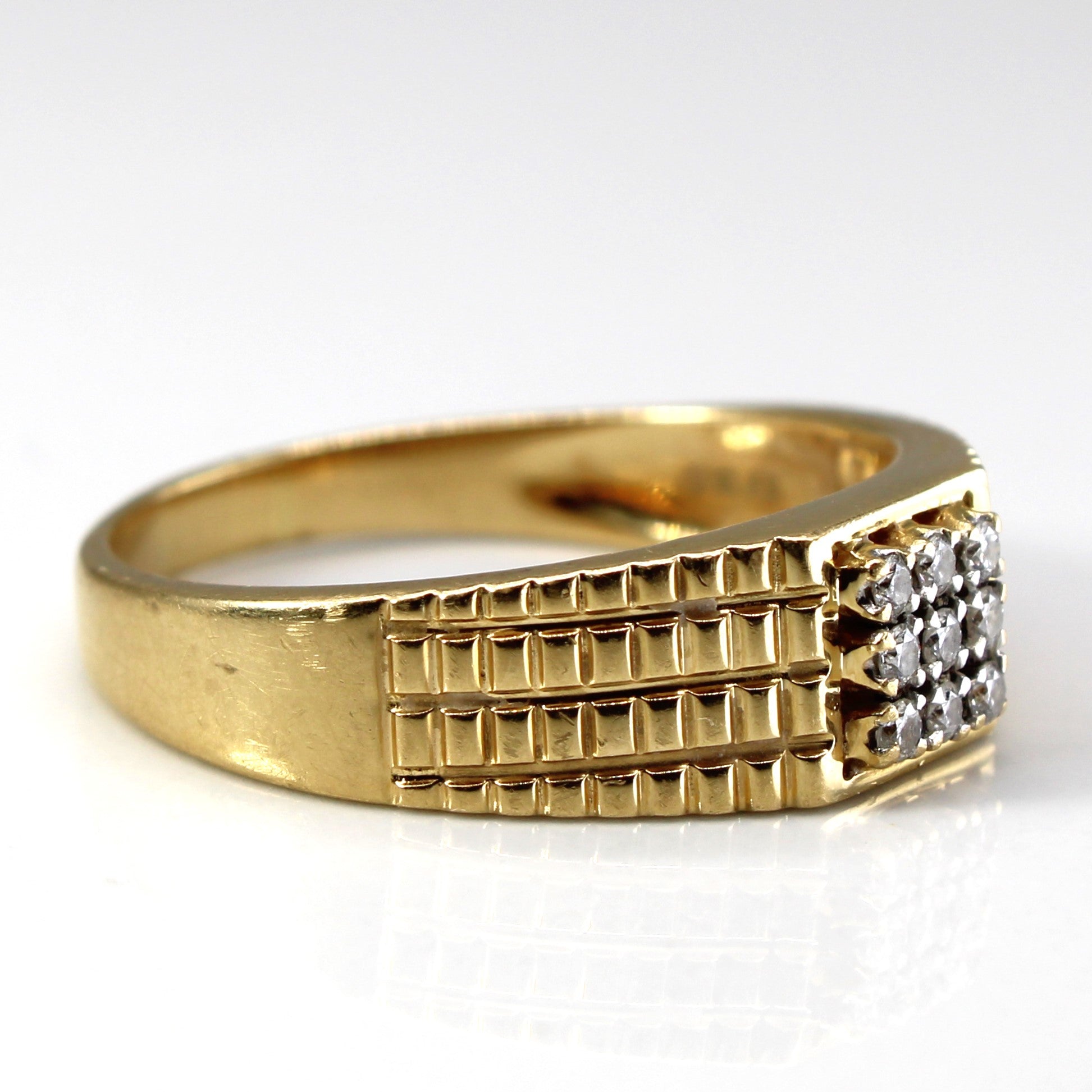 Textured Cluster Diamond Gold Ring | 0.18ctw | SZ 10.75 |