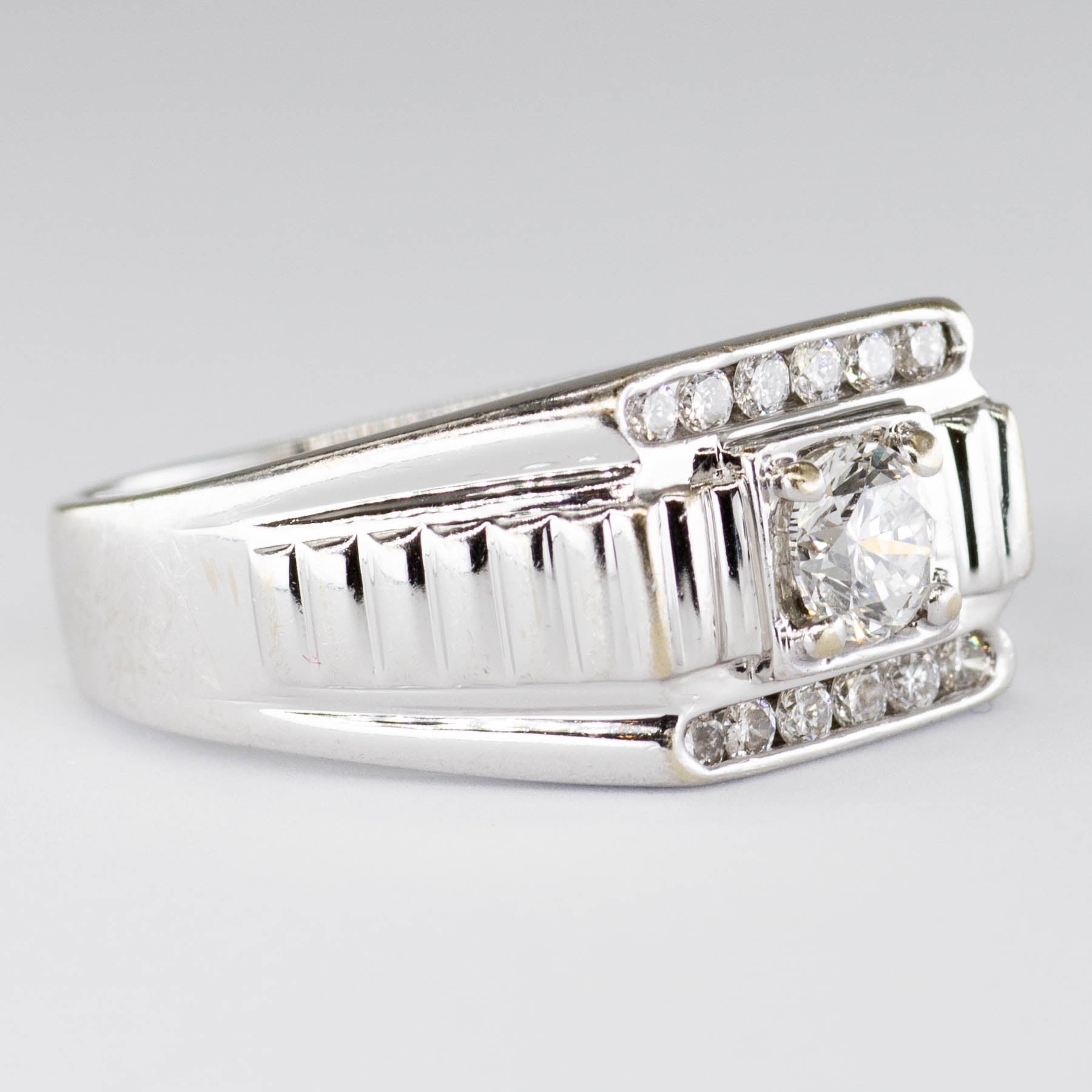 Channel Diamond Textured Gold Ring | 0.52ctw | SZ 7.75 |