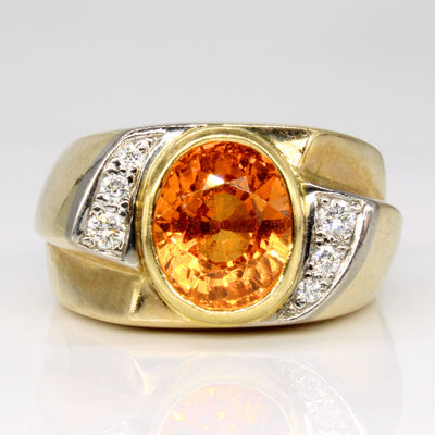 Mandarin Garnet & Diamond Cocktail Ring | 4.10ct, 0.16ctw | SZ 6.25 |