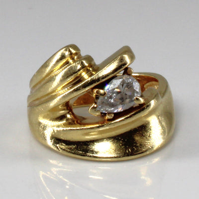 Solitaire Pear Diamond Bypass Ring | 0.57ct SI2/I1 H/J| SZ 6.5 |