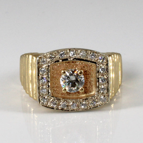 Textured Diamond Heavy Gold Ring | 0.86ctw SI1 I/J| SZ 12.75 |