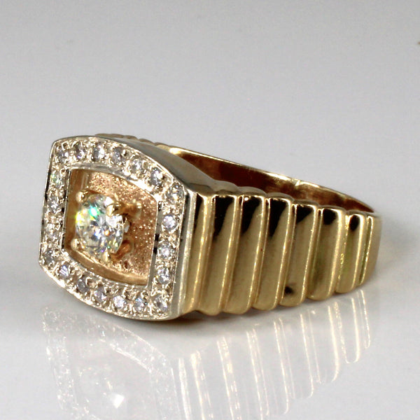 Textured Diamond Heavy Gold Ring | 0.86ctw SI1 I/J| SZ 12.75 |