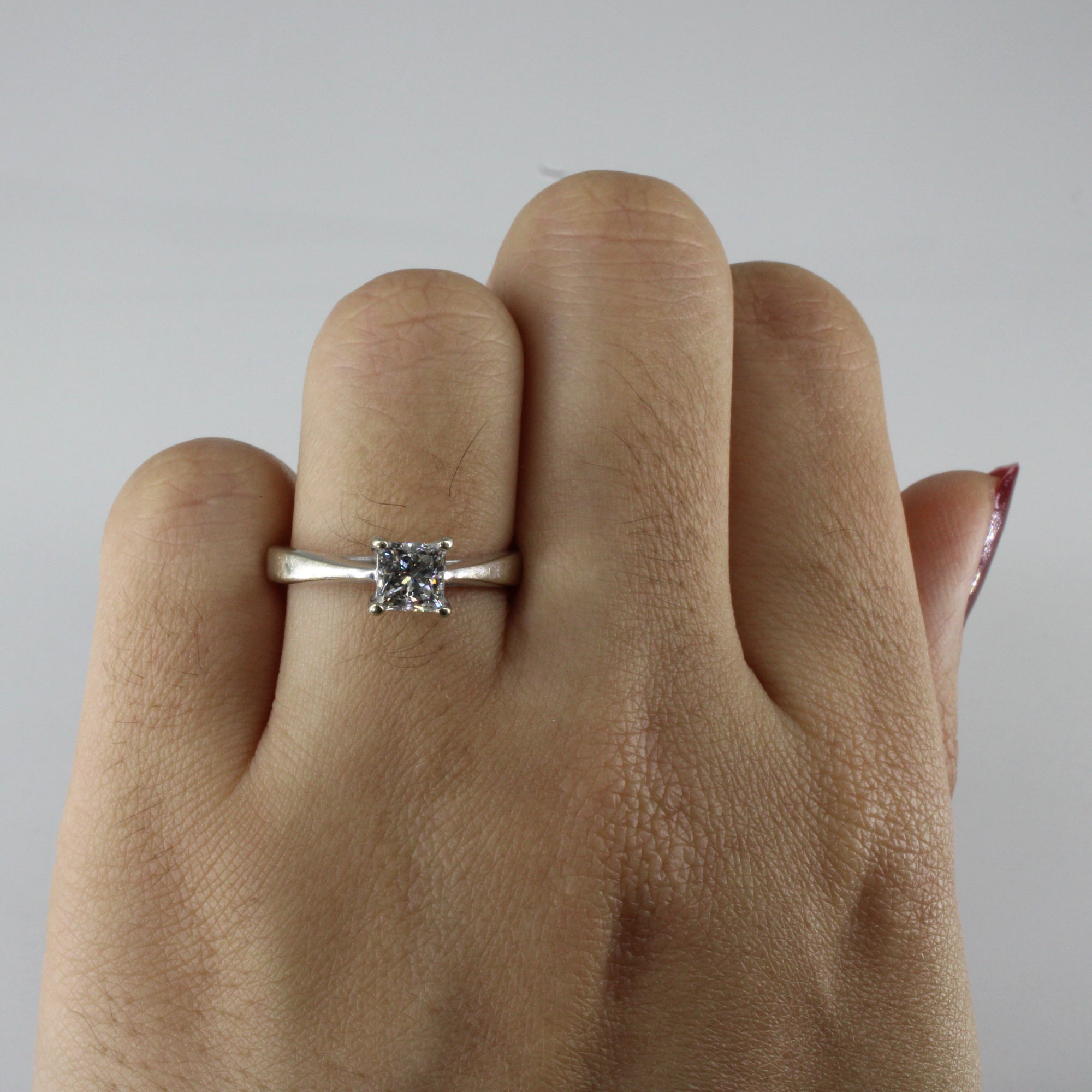 Solitaire Princess Canadian Diamond Engagement Ring | 0.71ct I1 E | SZ 6.5 |