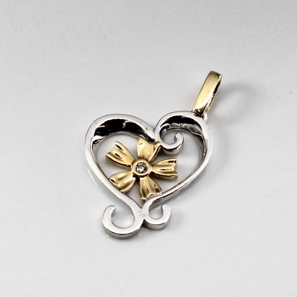 Heart Design Diamond Two Tone Gold Pendant | 0.02ct |