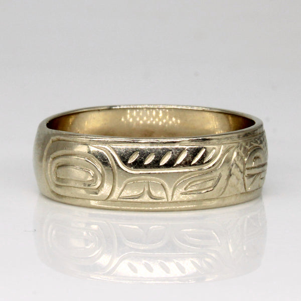 14k White Gold Indigenous Art Ring | SZ 9.25 |