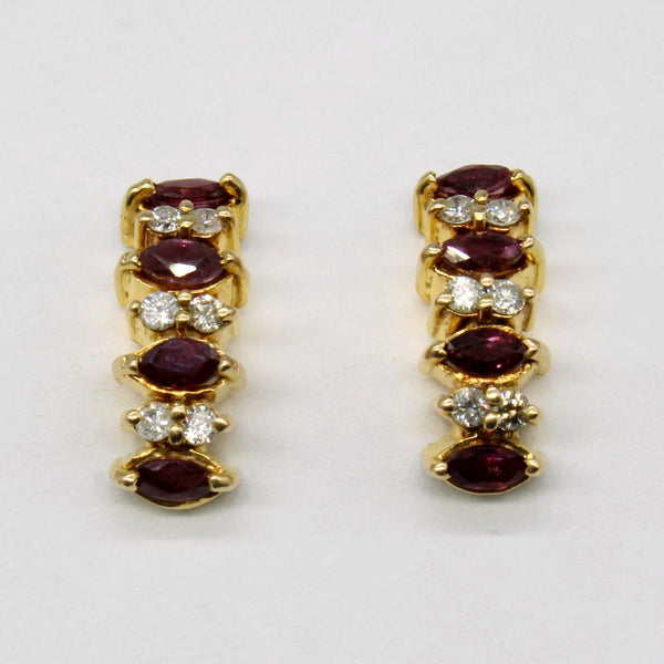 Ruby & Diamond Earrings | 0.48ctw, 0.18ctw |