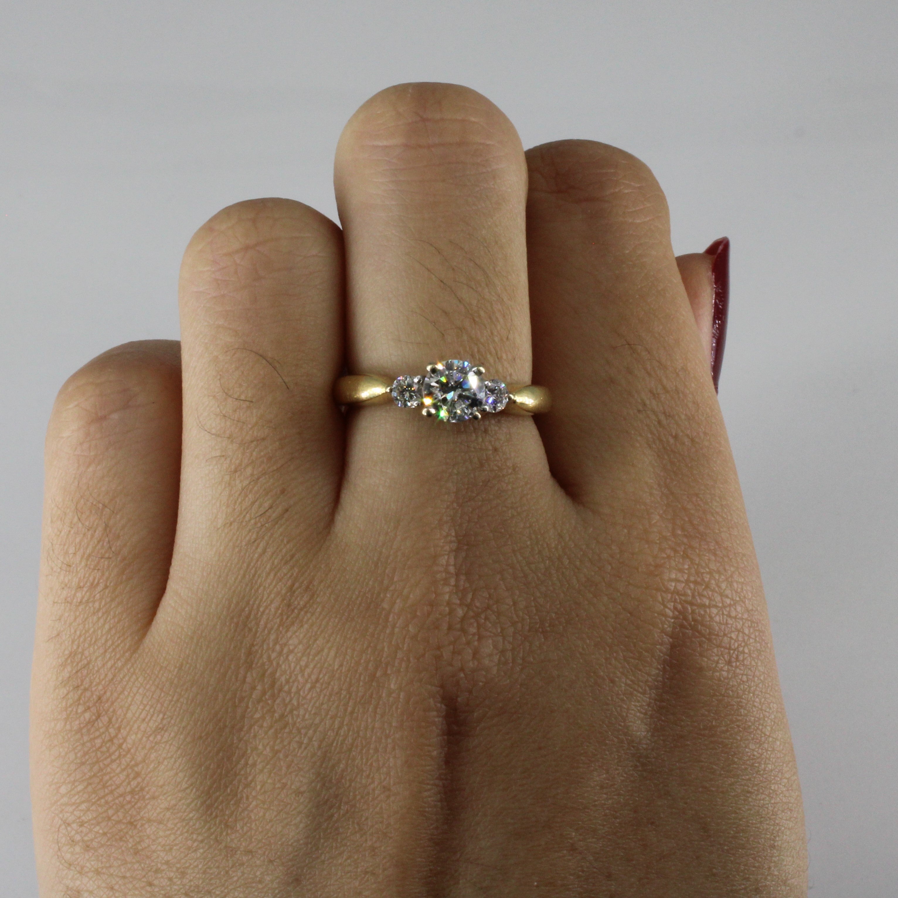 Bague de fiançailles trois diamants | 0,85 ct au total I2 H/I | Taille 6,5 | 