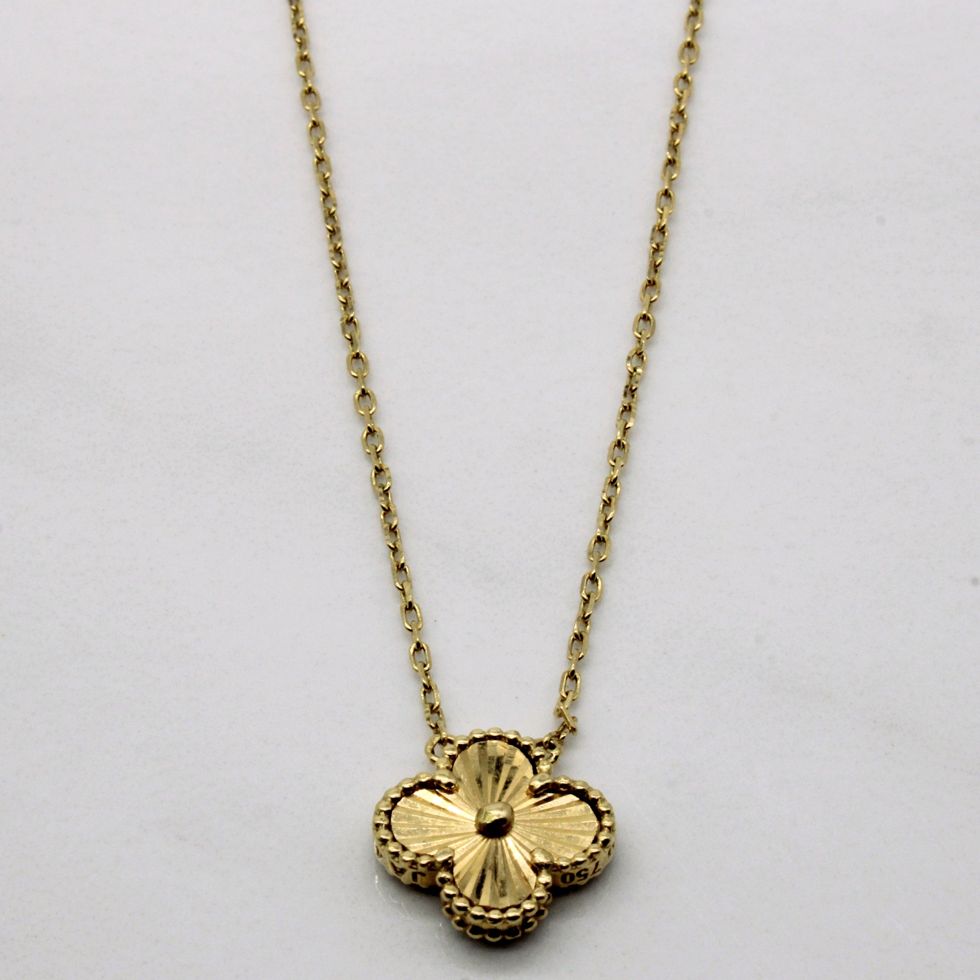 18k Yellow Gold Flower Necklace | 15