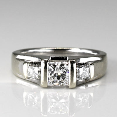 Canadian Three Stone Princess Diamond Engagement 14k Ring | 1.11ctw | SZ 6.25 |