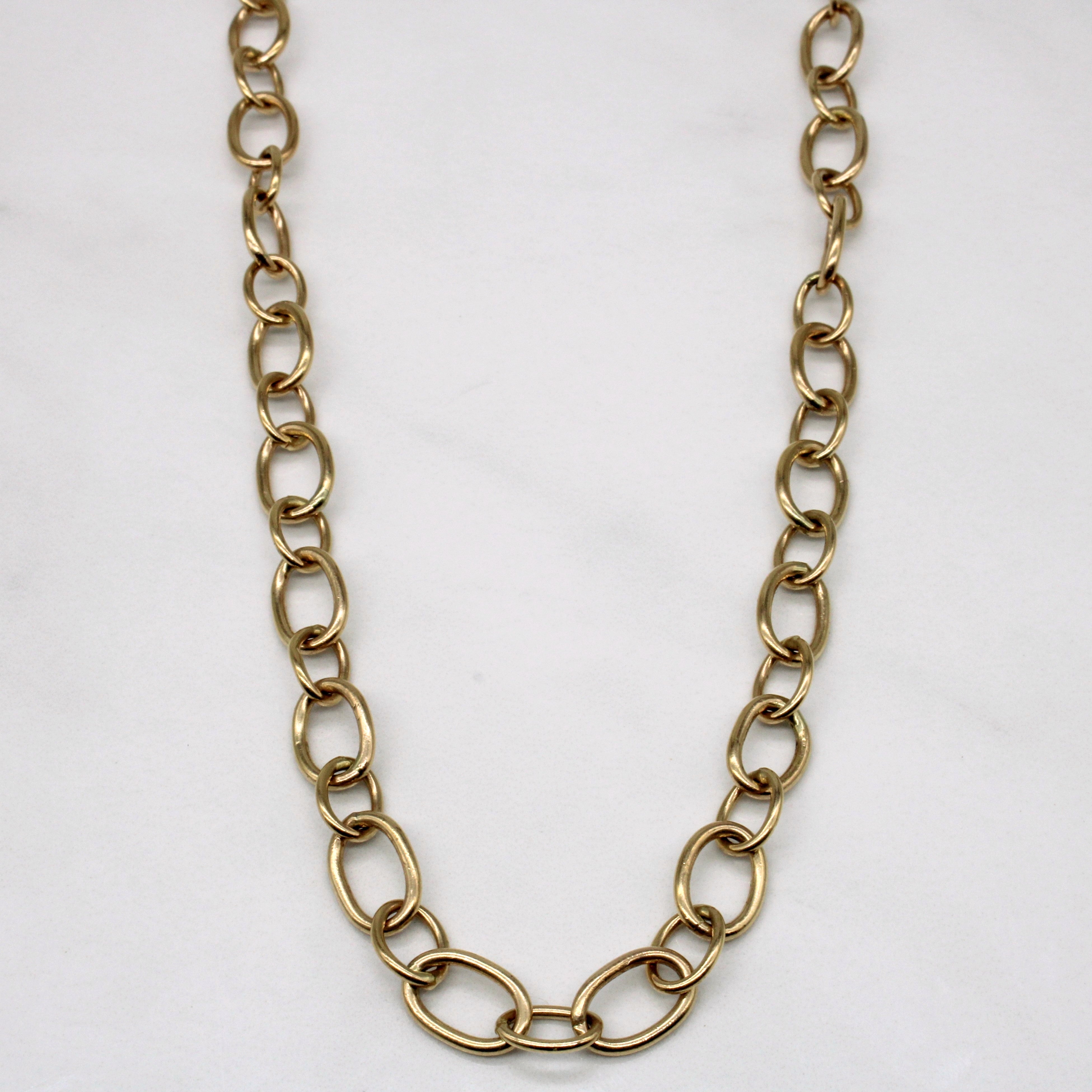 14k Yellow Gold Oval Link Necklace | 34" |