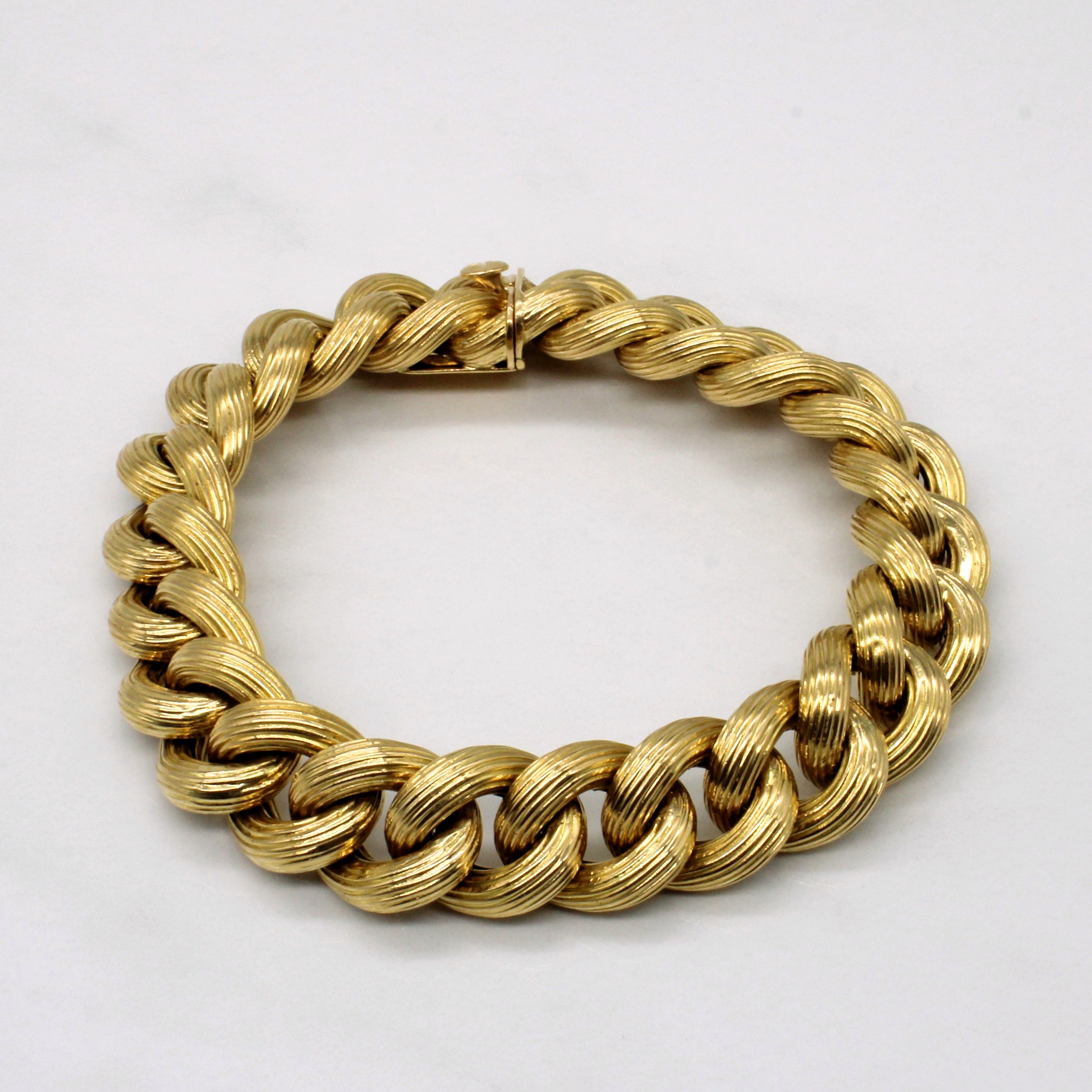 Vintage Italian 18k Yellow Gold Curb Link Bracelet | 8" |