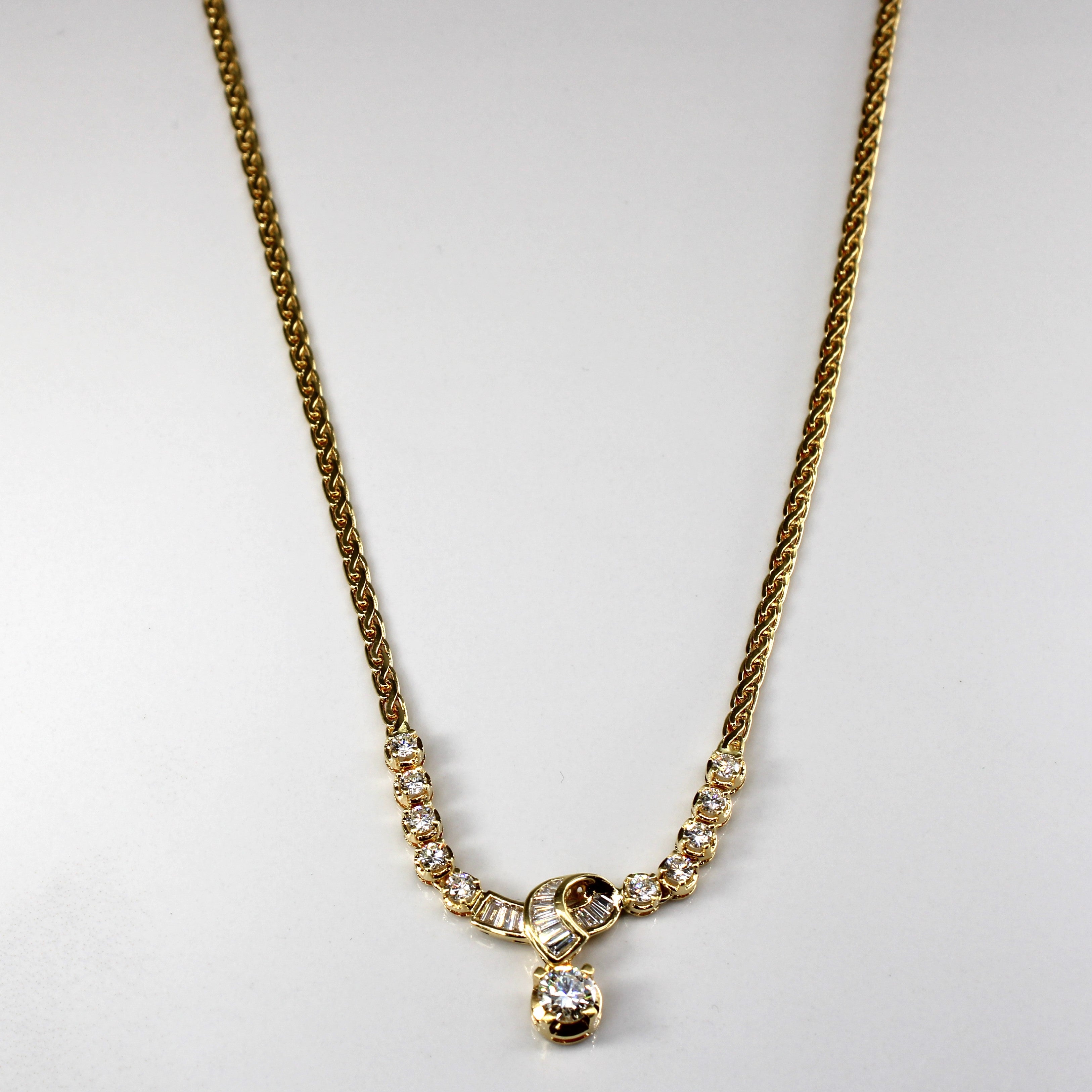 Diamond Gold Chain 18k Necklace | 1.32ctw VS1 F/G | 18" |