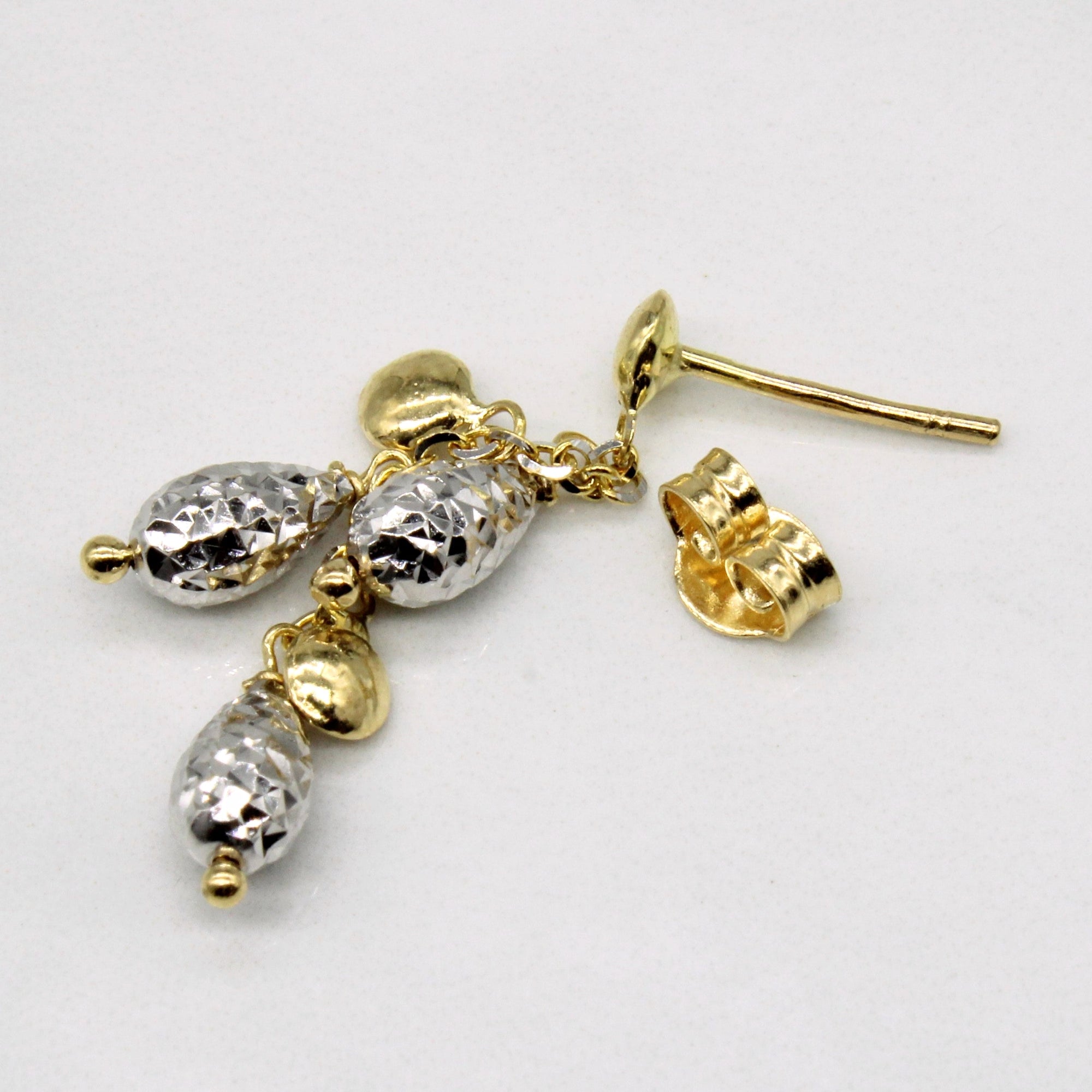 18k Two Tone Gold Drop Earrings