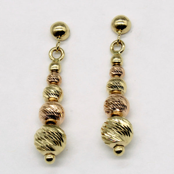 14k Two Tone Gold Drop Earrings