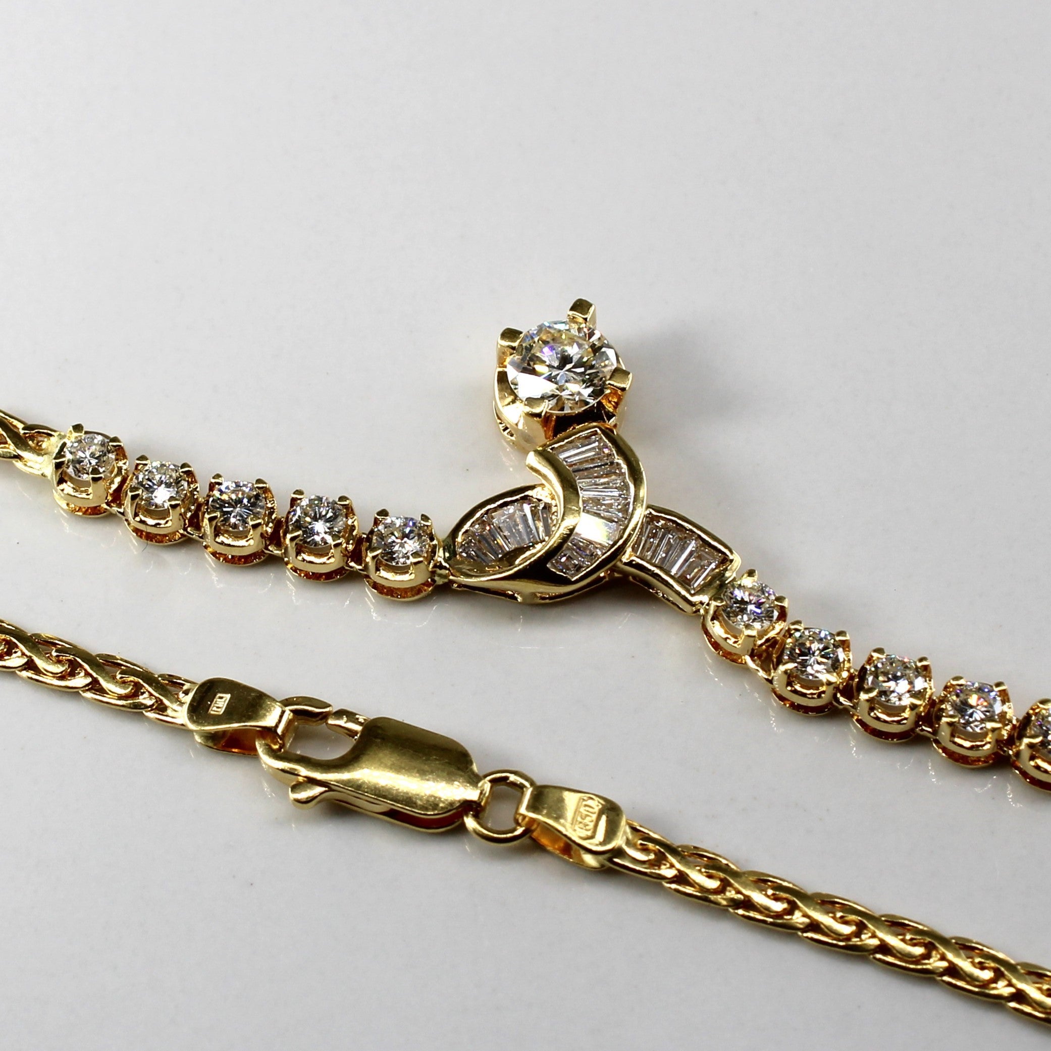 Diamond Gold Chain 18k Necklace | 1.32ctw VS1 F/G | 18" |